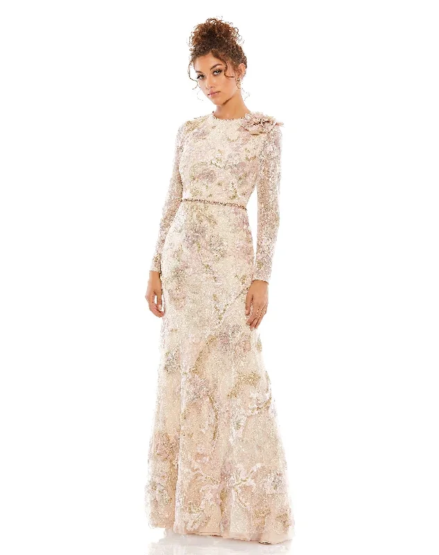 Floral Embroidered Lace Trumpet Gown