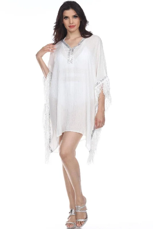 La Moda Bohemian Gypsy Caftan/Kaftan Coverup Tunic Lurex for Bathing Suit Bikini