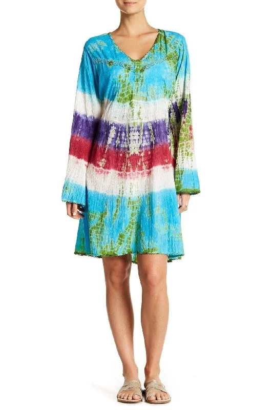 La Moda Tie Dye Lounge Dress | Tie Dye Bell-Sleeve Cover-Up Dress  |Resort Dress | Beachwear