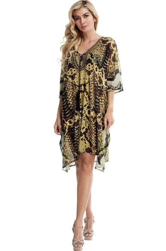 Luxury Knit Kaftan Coverup in Snake Print | Flowy Poncho Caftan