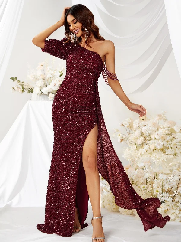 NiDELL New Products in Stock Cross-Border Evening Dress with Beaded Cross-Border Beaded Sequins Prom-Mgw357