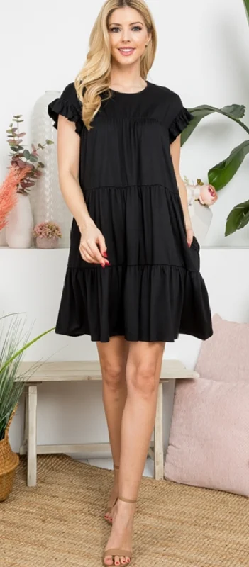 Ruffled Cap Sleeve Dress RESTOCK - 2 Colors