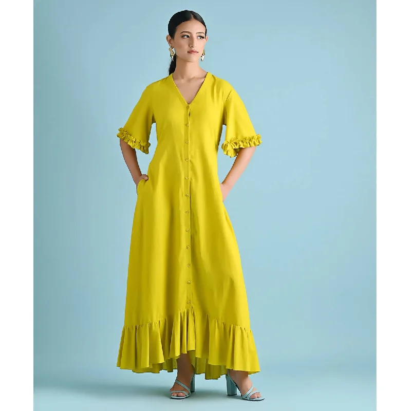 Pure Cotton Maxi Dress | Yellow