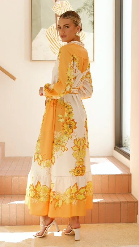 Addison Maxi Dress - Orange/Yellow Floral