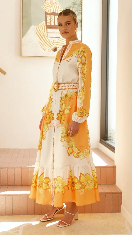 Addison Maxi Dress - Orange/Yellow Floral