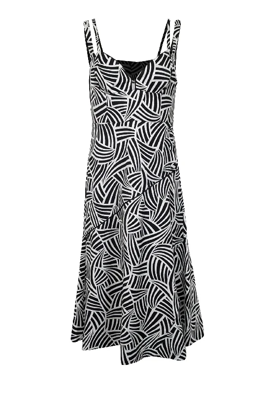 Alexis - Black & Cream Print Sleeveless Midi Dress Sz XL