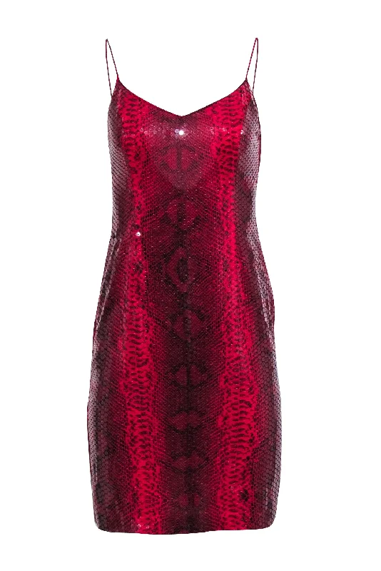 Basix II - Red Silk Sequin Sleeveless Mini Dress Sz 4