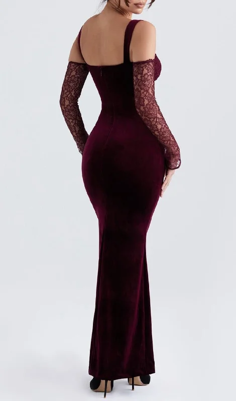 BLACK CHERRY VELVET MAXI DRESS