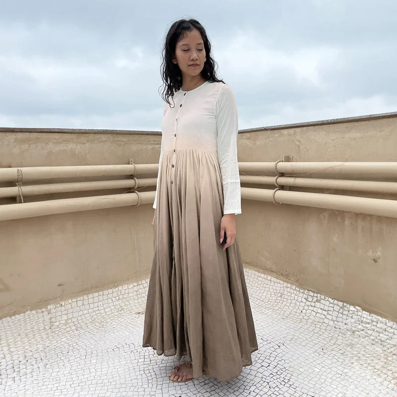 Pure Cotton Maxi Dress | Ombre-Dyed | Beige