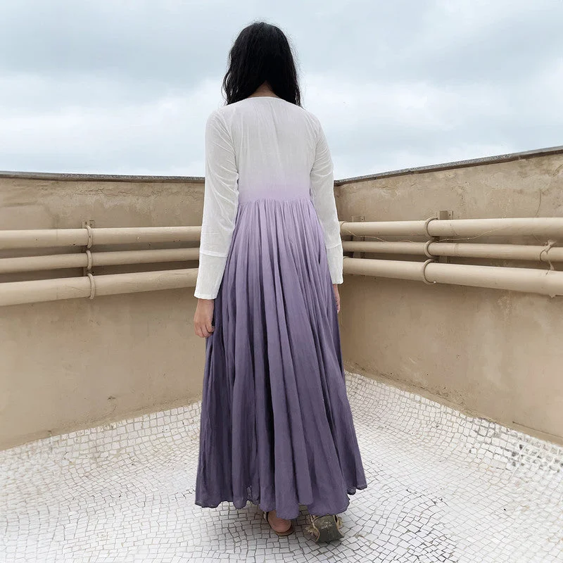 Pure Cotton Maxi Dress | Ombre-Dyed | Lilac