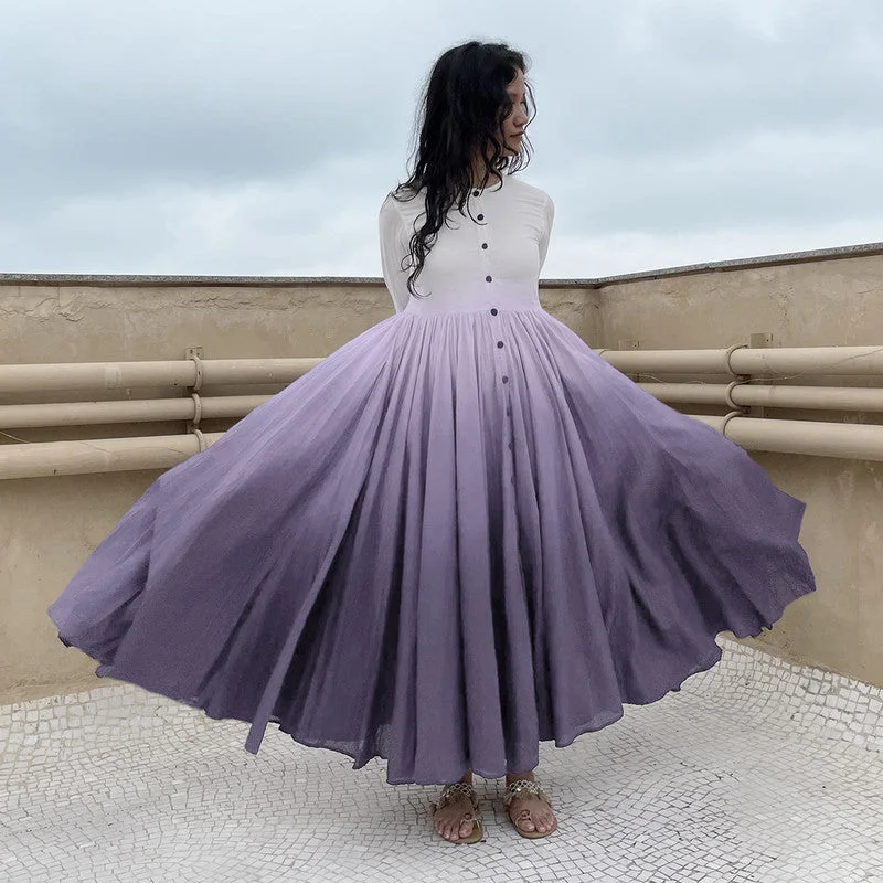 Pure Cotton Maxi Dress | Ombre-Dyed | Lilac