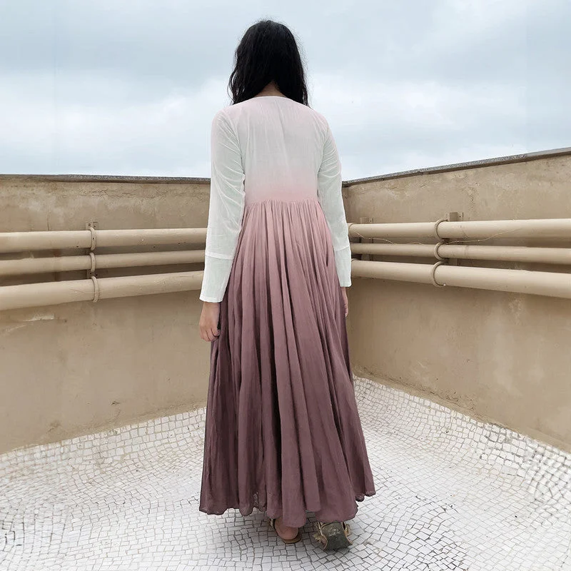 Pure Cotton Maxi Dress | Ombre-Dyed | Old Rose