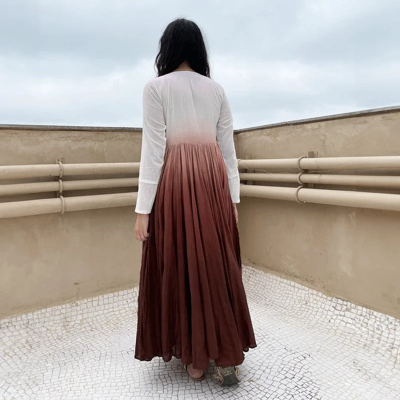 Pure Cotton Maxi Dress | Ombre-Dyed | Rust