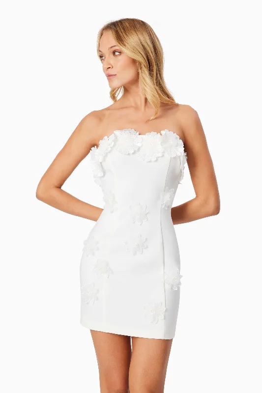 Charlotte Strapless Mini Dress in White