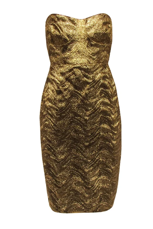 J.Crew Collection - Gold Metallic Strapless Mini Dress Sz 8