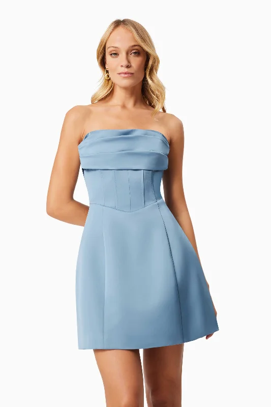 Coralie Cocktail Mini Dress in Blue