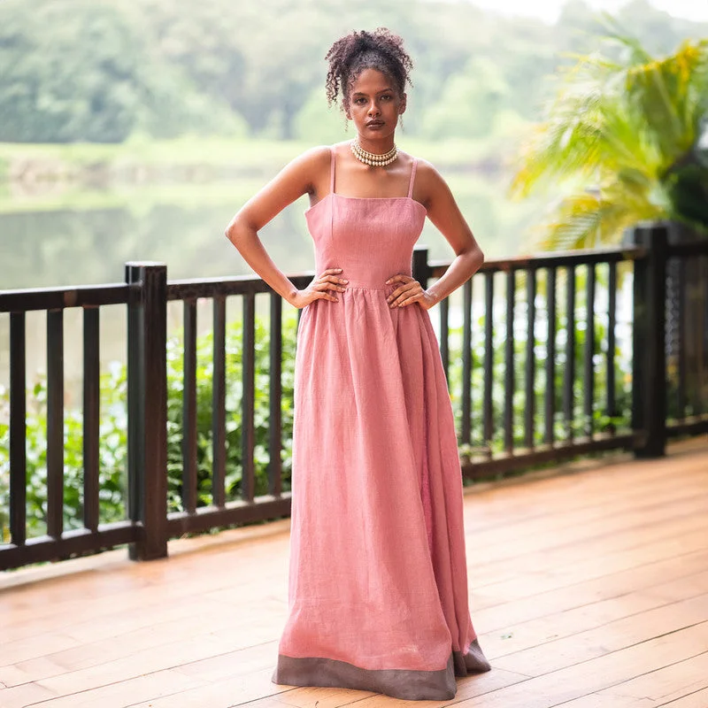 Linen Maxi Dress for Women | Vintage Pink