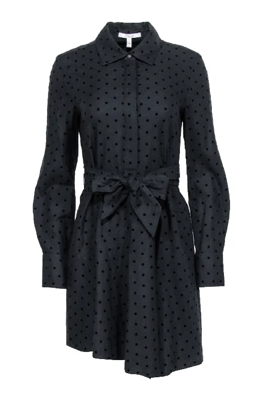 Derek Lam - Black Polka Dot Button Up Mini Dress Sz 6