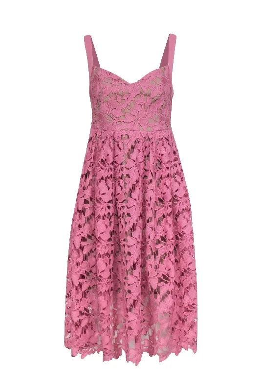 Donna Morgan - Pink Embroidered Lace Sleeveless Midi Dress Sz 6