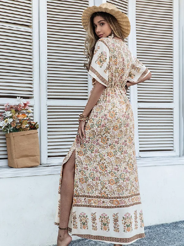 BerriesJam - Floral Printed Bohemian Holiday Maxi Dress