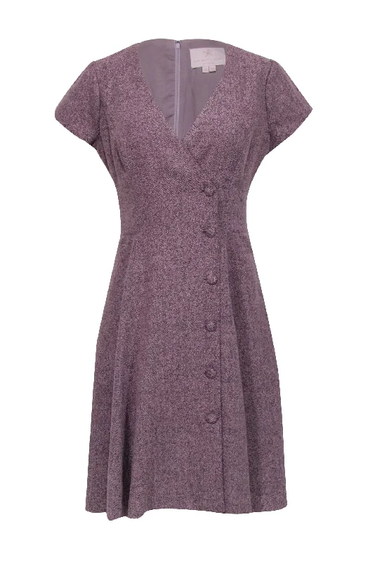 Gal Meets Glam - Lilac Boucle Midi Dress w/ Buttons Sz 10