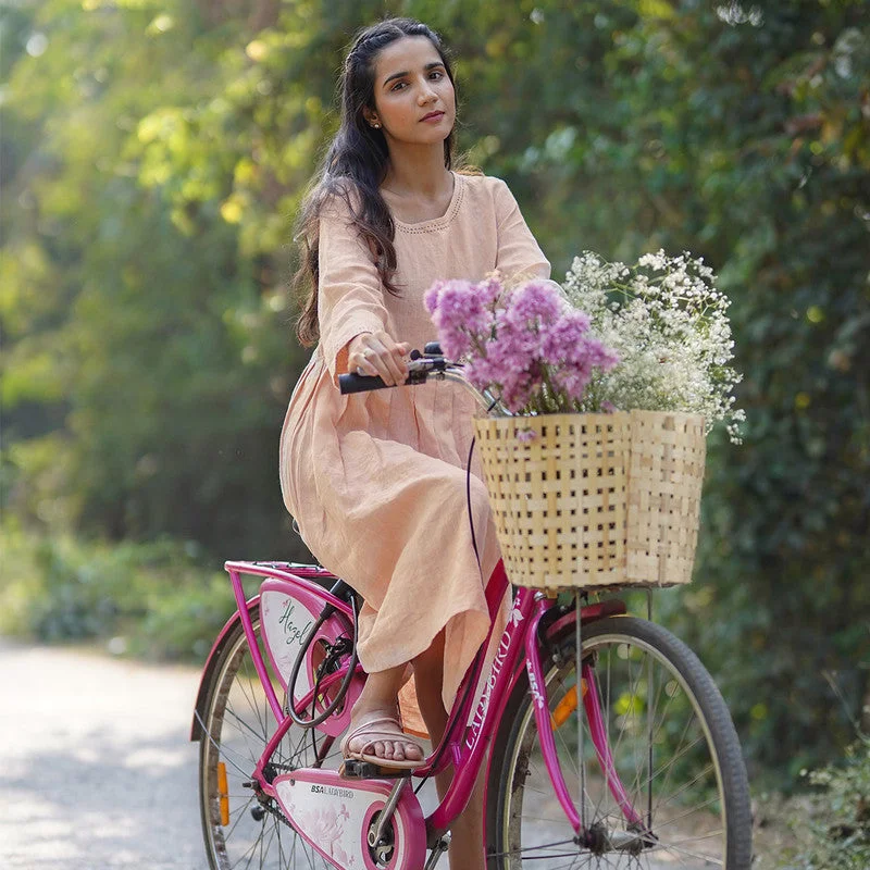 Pure Linen Midi Dress | Pink