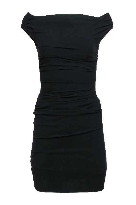 Helmut Lang - Black Ruched Mini Dress w/ Back Cutout Sz 2