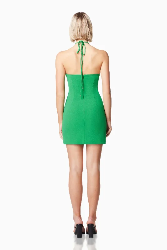 Ibiza Halter Neck Mini Dress In Green