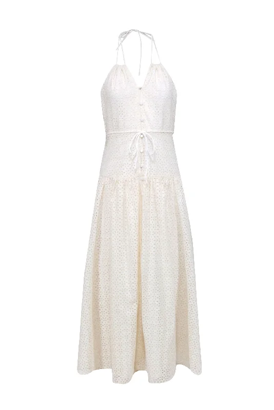 J.Crew Collection - Ivory Eyelet Halter Midi Dress Sz 2