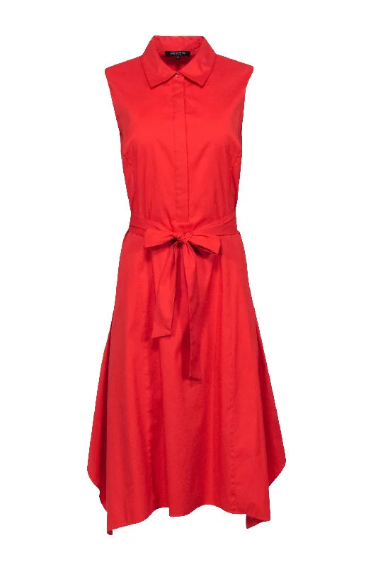 Lafayette 148 - Orange Sleeveless Midi Shirt Dress Sz 8