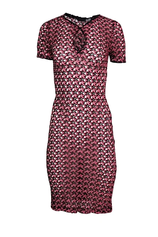 Love Moschino - Pink & Black Knit Short Sleeve Midi Dress Sz 4