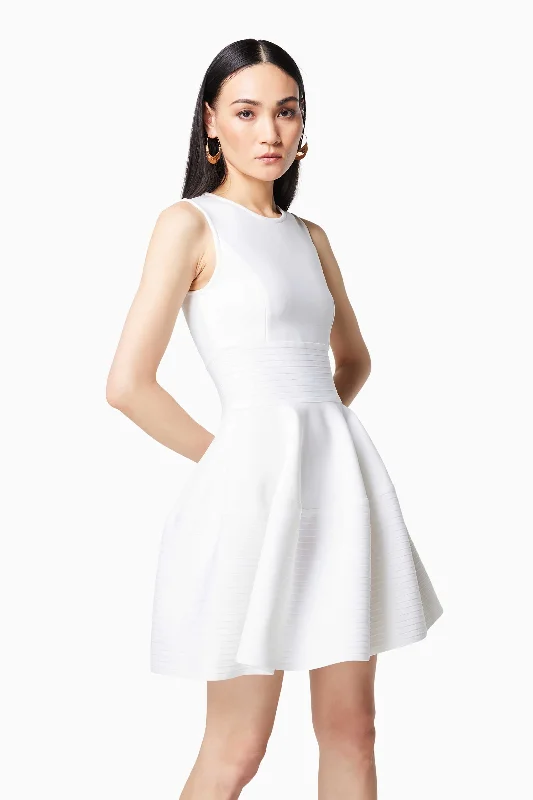 Magnetism Rounded Neckline Mini Dress In White