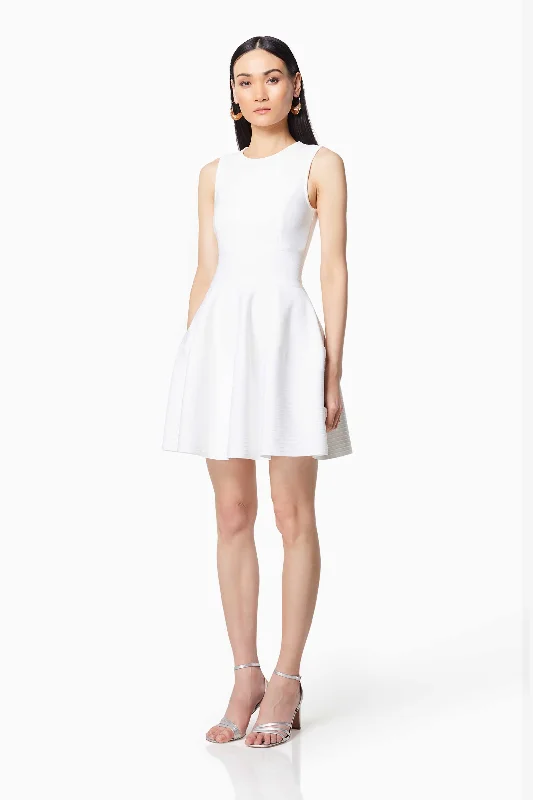 Magnetism Rounded Neckline Mini Dress In White