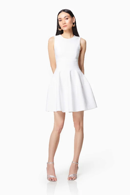 Magnetism Rounded Neckline Mini Dress In White