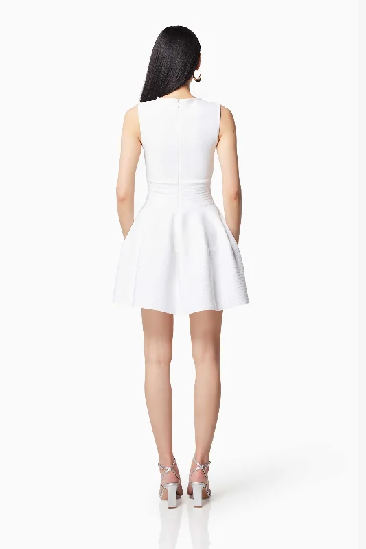 Magnetism Rounded Neckline Mini Dress In White