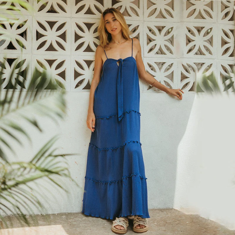 Organic Cotton Maxi Dress | Botanical Dyed | Ocean Blue