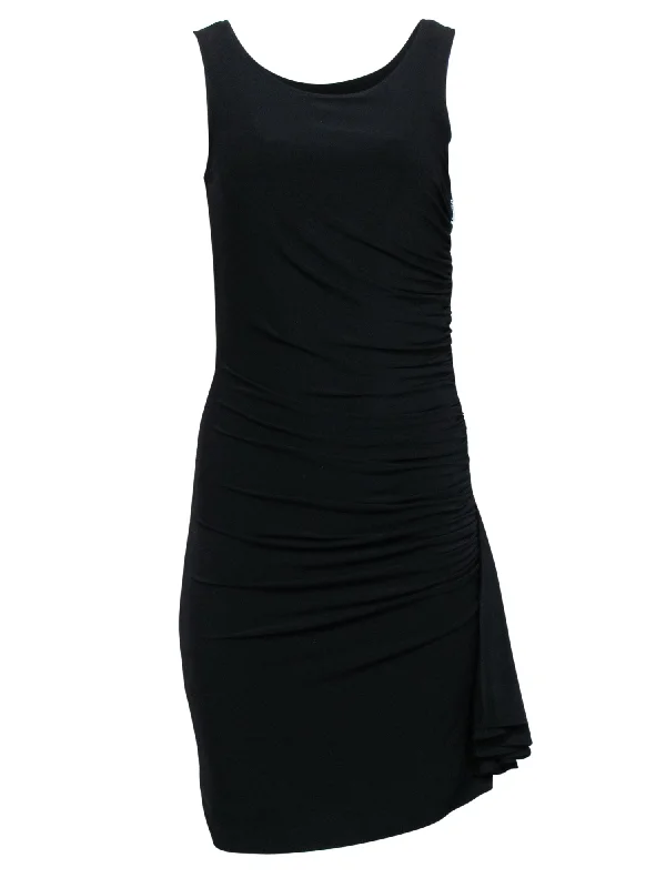 Marc New York by Andrew Marc - Black Sleeveless Ruched Midi Dress Sz 4