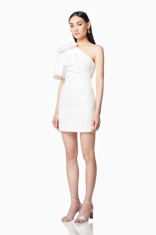 Marseilles 3D Bow Mini Dress In White