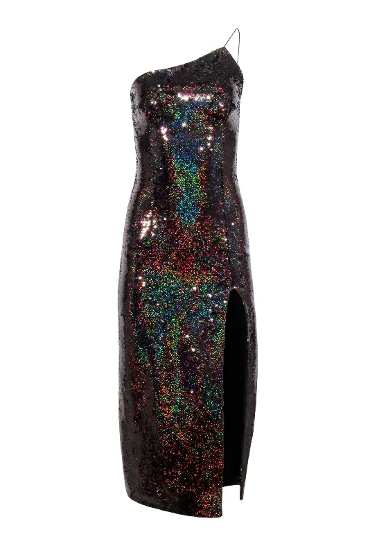 New Arrivals - Bronze Metallic Sequin Embellished Midi Dress Sz 2