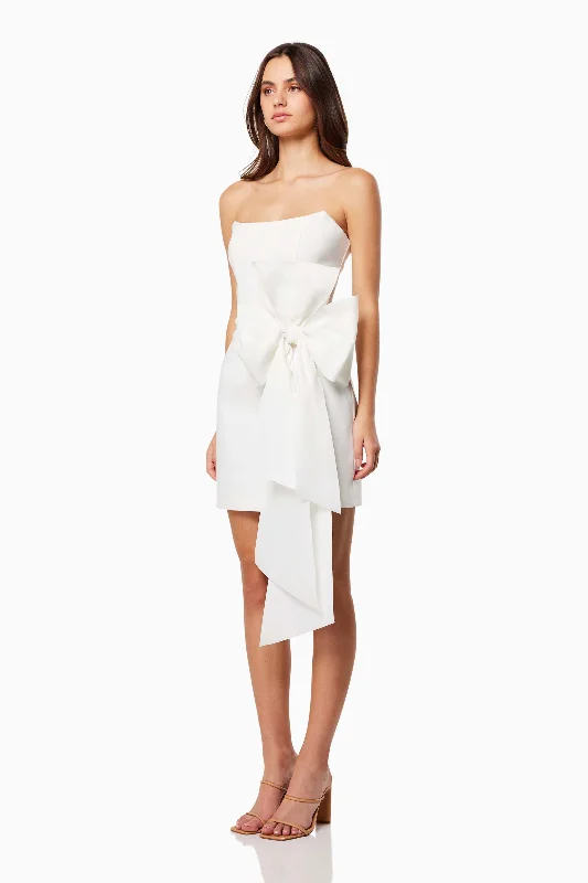 Phaedra 3D Bow Mini Dress In White