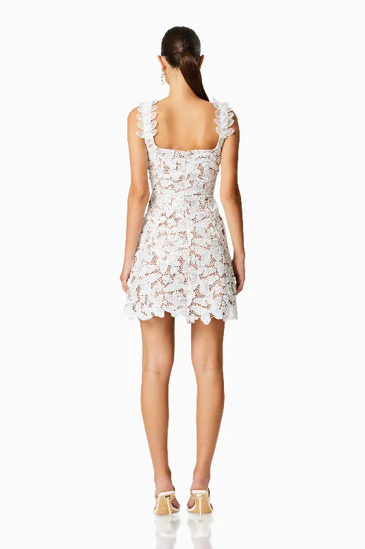 Pine Lace Mini Dress In White