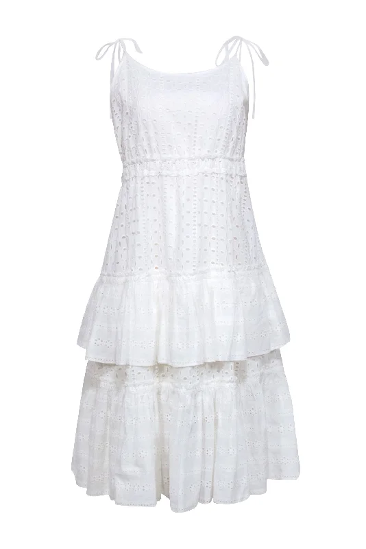 Rachel Antonoff - White Eyelet Lace Tiered Midi Dress Sz L