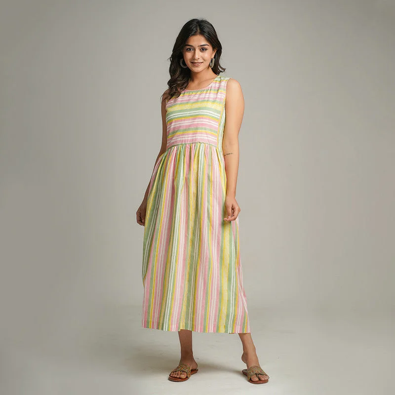 Cotton Maxi Dress for Women | Multicolour | Striped