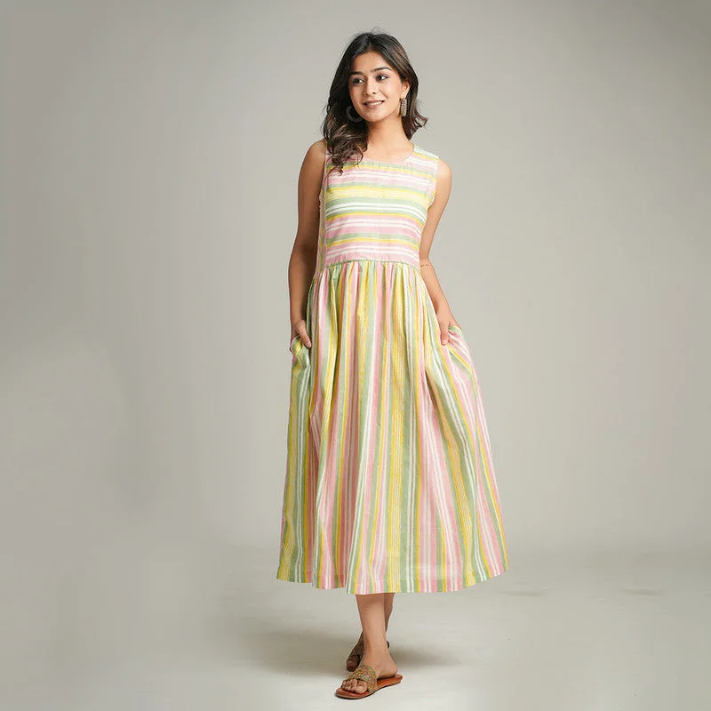 Cotton Maxi Dress for Women | Multicolour | Striped