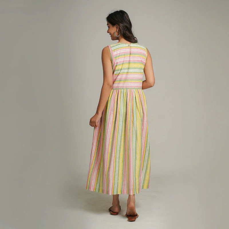 Cotton Maxi Dress for Women | Multicolour | Striped