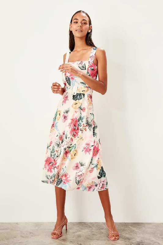 Shadow On The Sun Floral Print Midi Dress