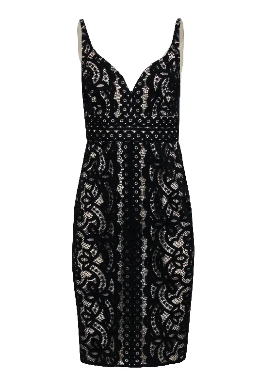 Lover - Sleeveless Black Illusion Lace Midi Dress Sz 6