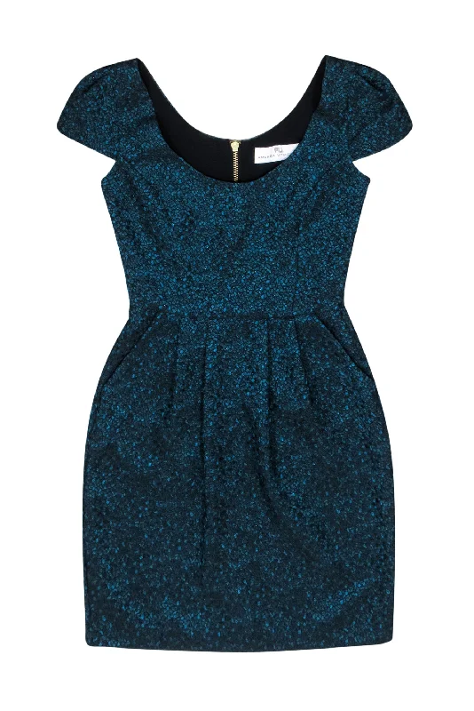 Amanda Uprichard - Blue & Black Sleeveless Pouf Mini Dress Sz P