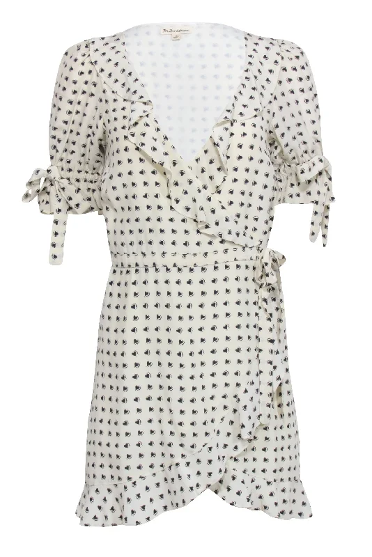 For Love & Lemons - Cream w/ Black Heart Print Mini Dress Sz S