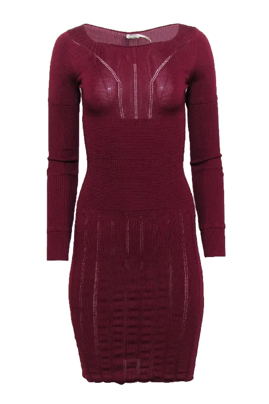 Leon Max - Maroon Knit Long Sleeve Midi Dress Sz XS